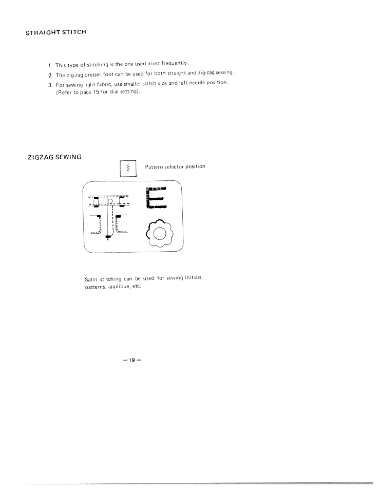 Zigzag sewimg, Zigzag sewing | SINGER W1750 User Manual | Page 22 / 31