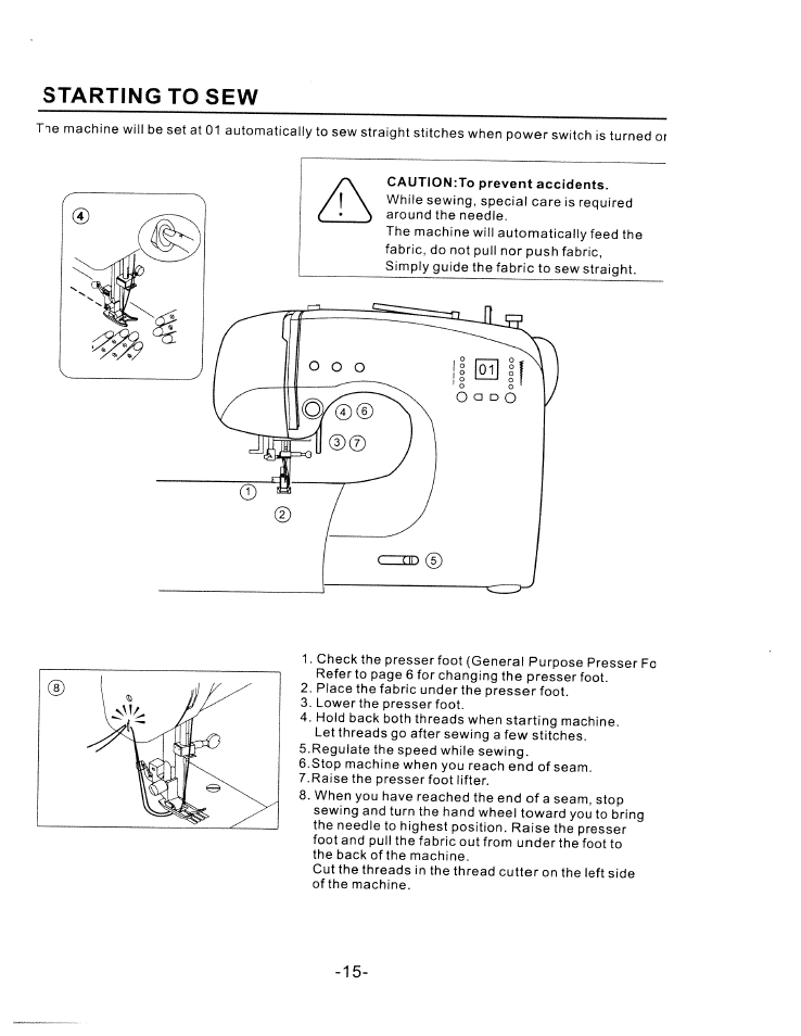 Starting to sew | SINGER W1750C User Manual | Page 17 / 36