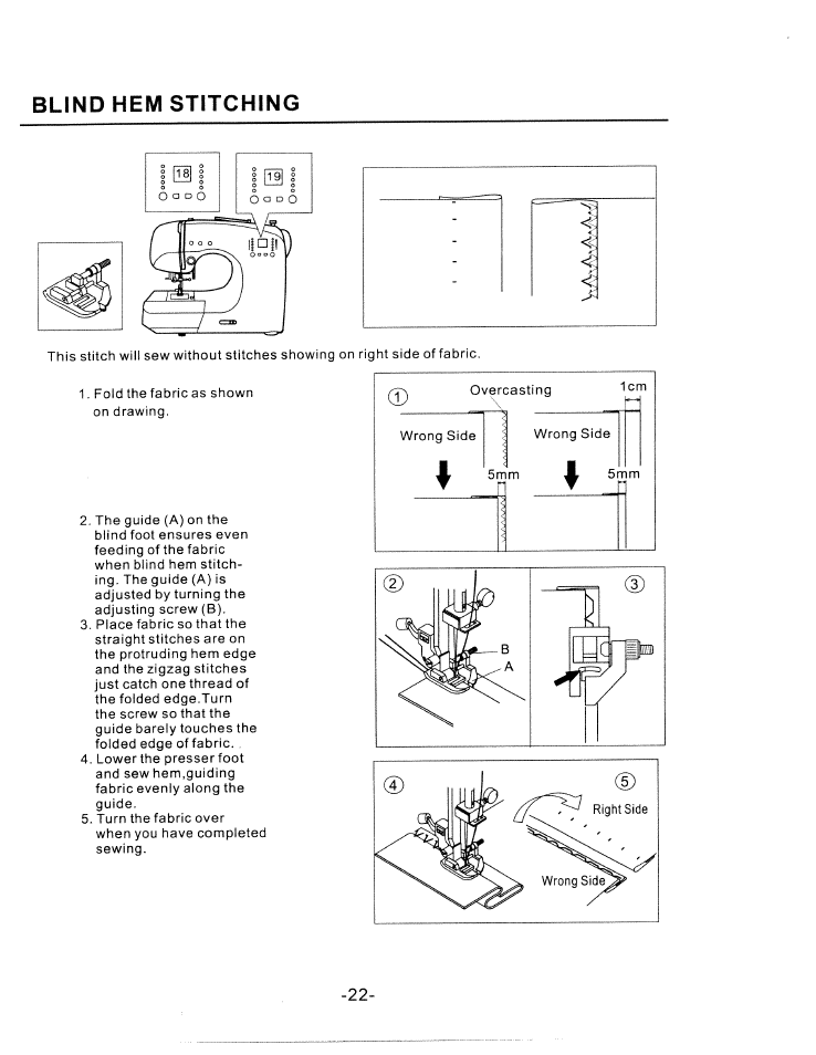 Blind hem stitching | SINGER W1750C User Manual | Page 24 / 36