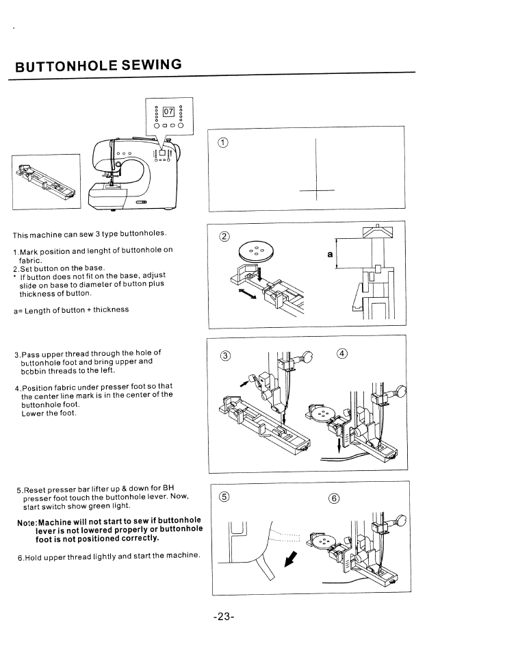 Buttonhole sewing, 0° r | SINGER W1750C User Manual | Page 25 / 36