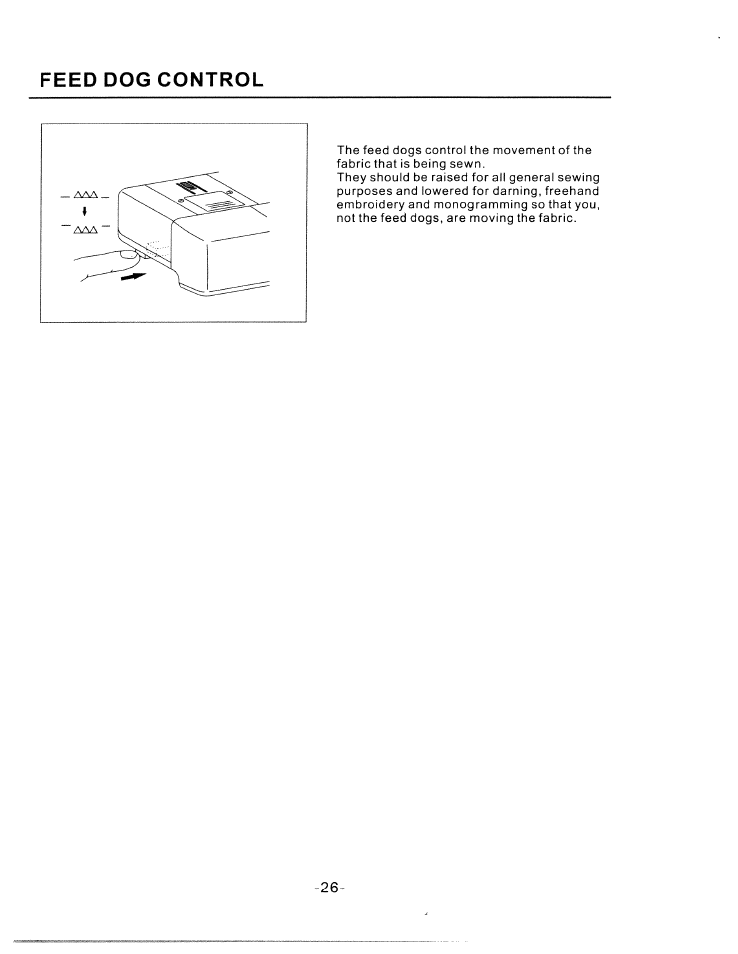 Feed dog control | SINGER W1750C User Manual | Page 28 / 36