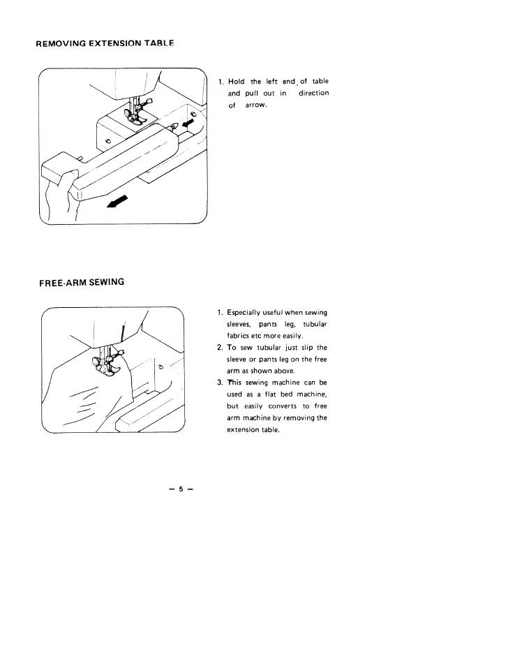 Removing extension table | SINGER W1755 User Manual | Page 10 / 34