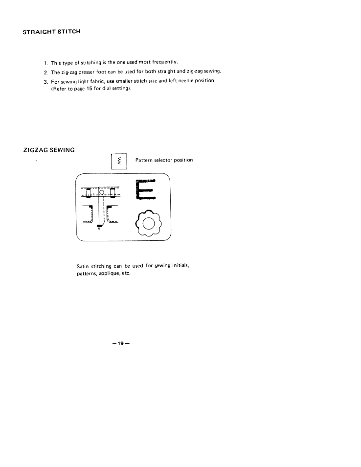 Zigzag sewing | SINGER W1755 User Manual | Page 24 / 34