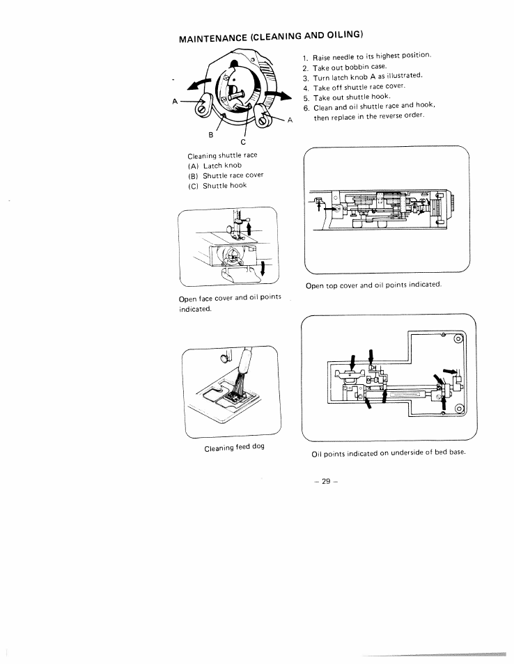 Maintenance (cleaning and oiling), Maintenance (cleaning and, Oiling) | SINGER W1760 User Manual | Page 31 / 32