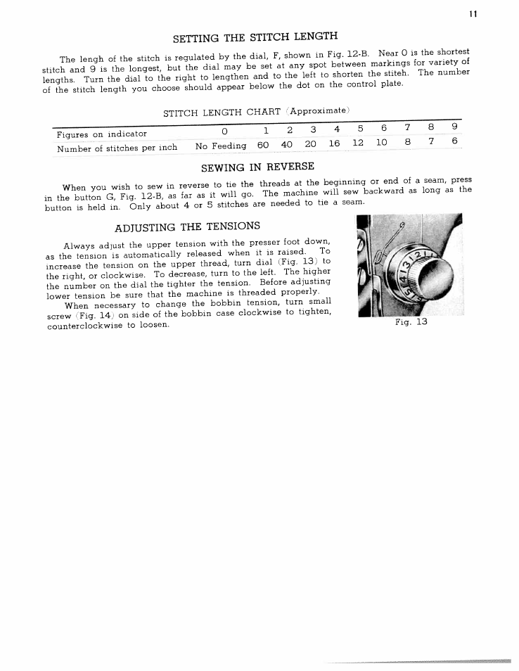 Setting the stitch length, Sewing in reverse, Adjusting the tensions | Sewing in reverse adjusting the tensions | SINGER W1762 User Manual | Page 13 / 39