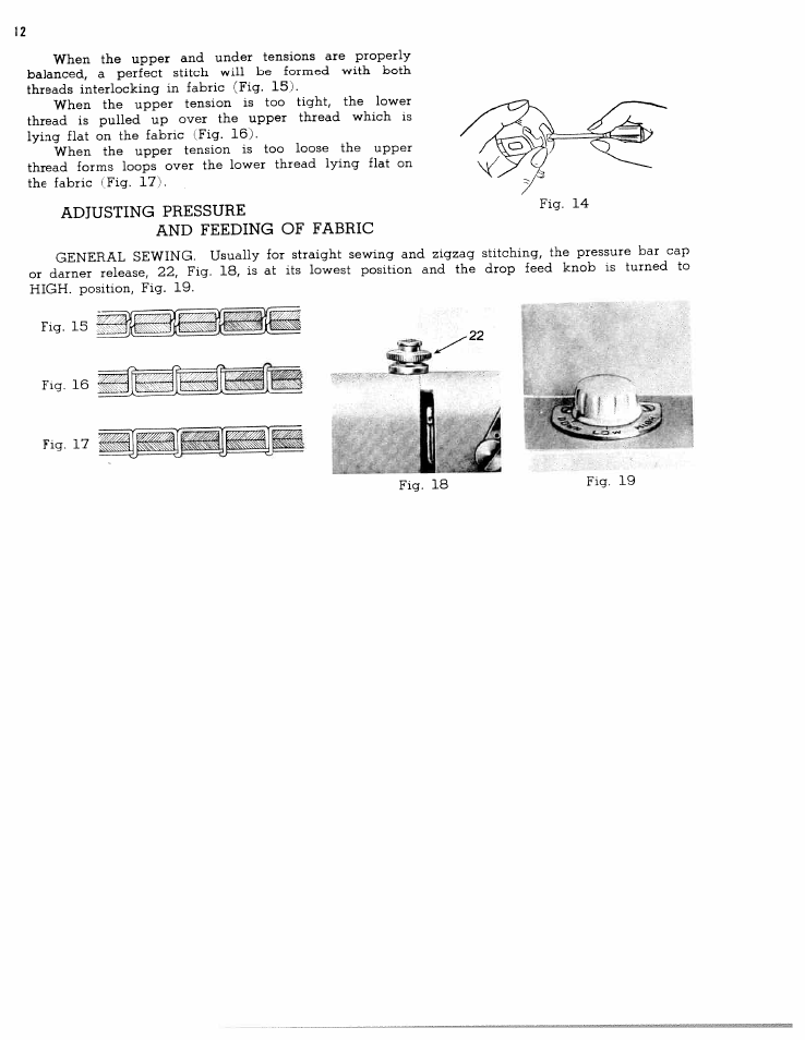 Adjusting pressure, And feeding of fabric | SINGER W1762 User Manual | Page 14 / 39