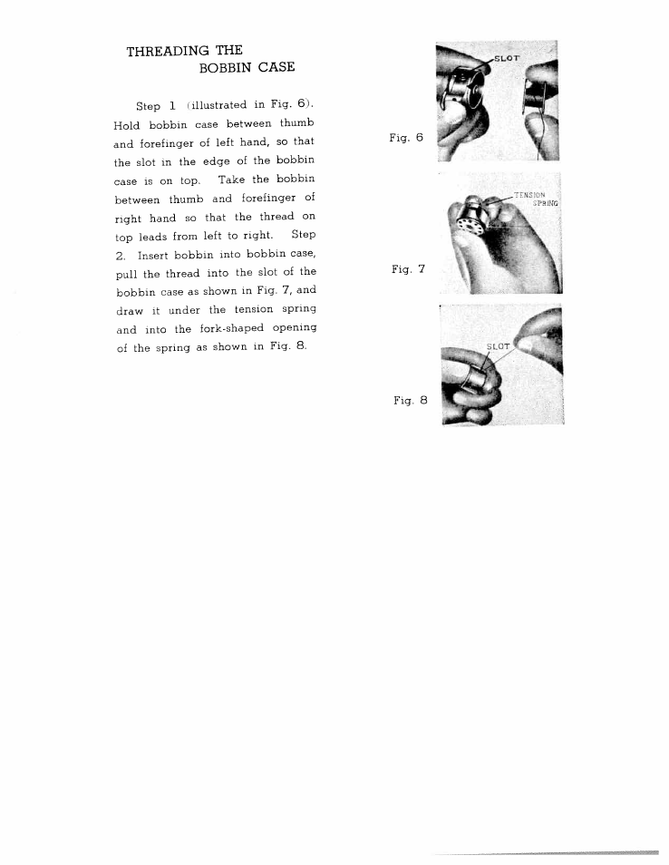 Threading the, Bobbin case | SINGER W1762 User Manual | Page 9 / 39
