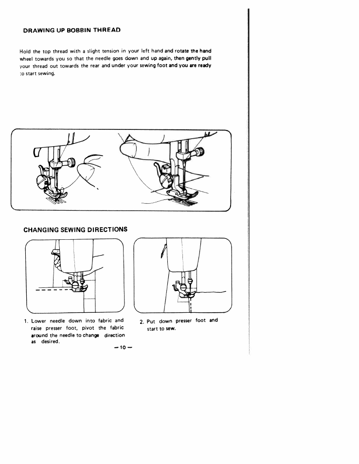 Changing sewing directions, Drawing up bobbin thread | SINGER W1766 User Manual | Page 15 / 33