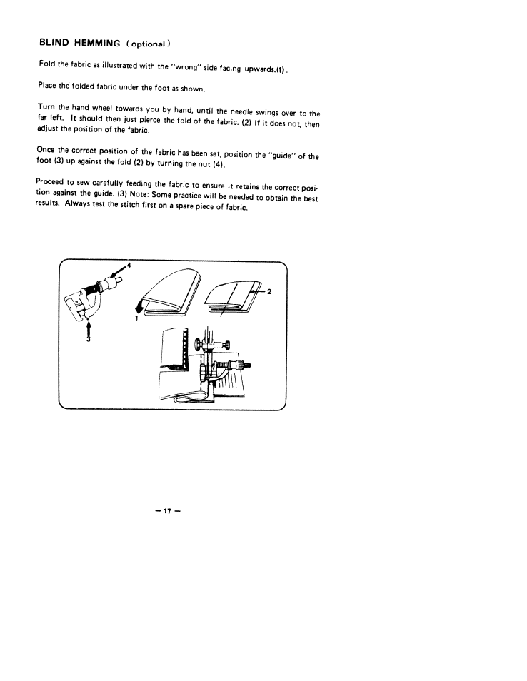 Blind hemming (optional) | SINGER W1766 User Manual | Page 22 / 33