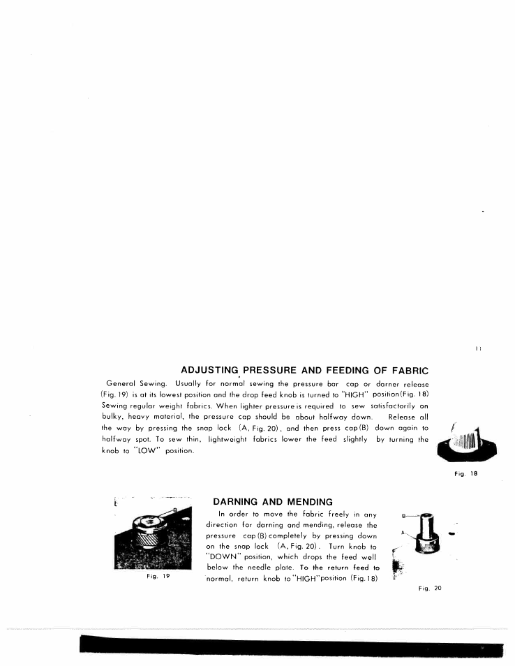 Adjusting pressure and feeding of fabric, Darning and mending, Pressure and feeding of fabric | SINGER W1776 User Manual | Page 12 / 50