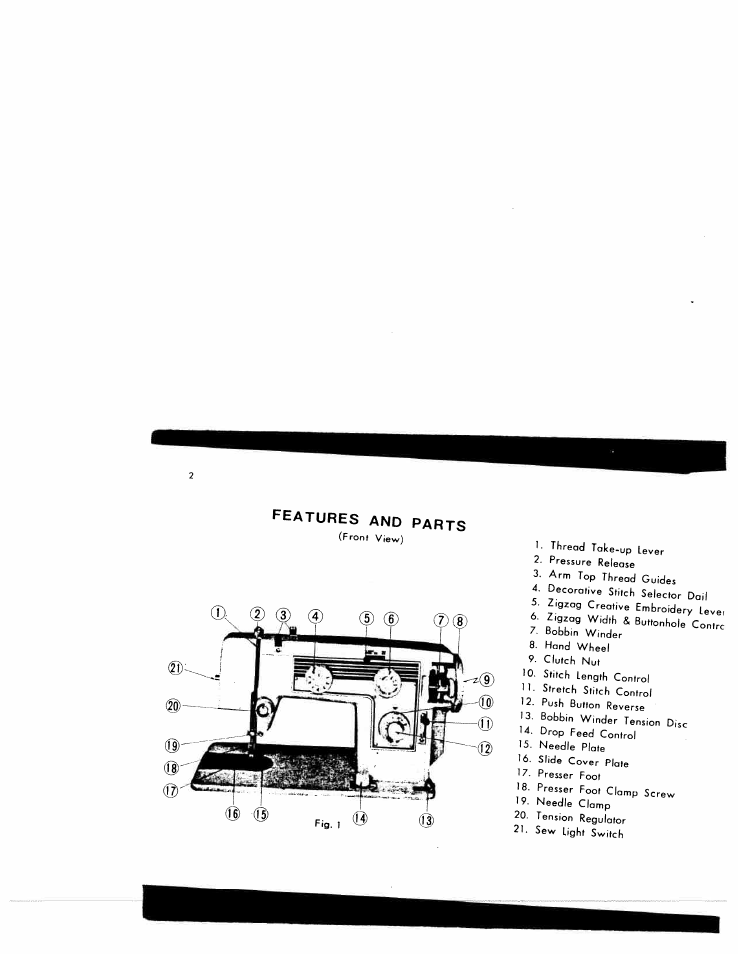 Features and parts, Features, Parts | SINGER W1776 User Manual | Page 3 / 50