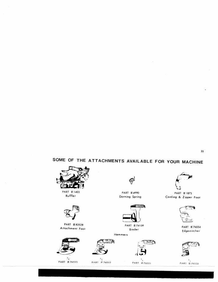 Some of the attachments available for your machine | SINGER W1776 User Manual | Page 36 / 50