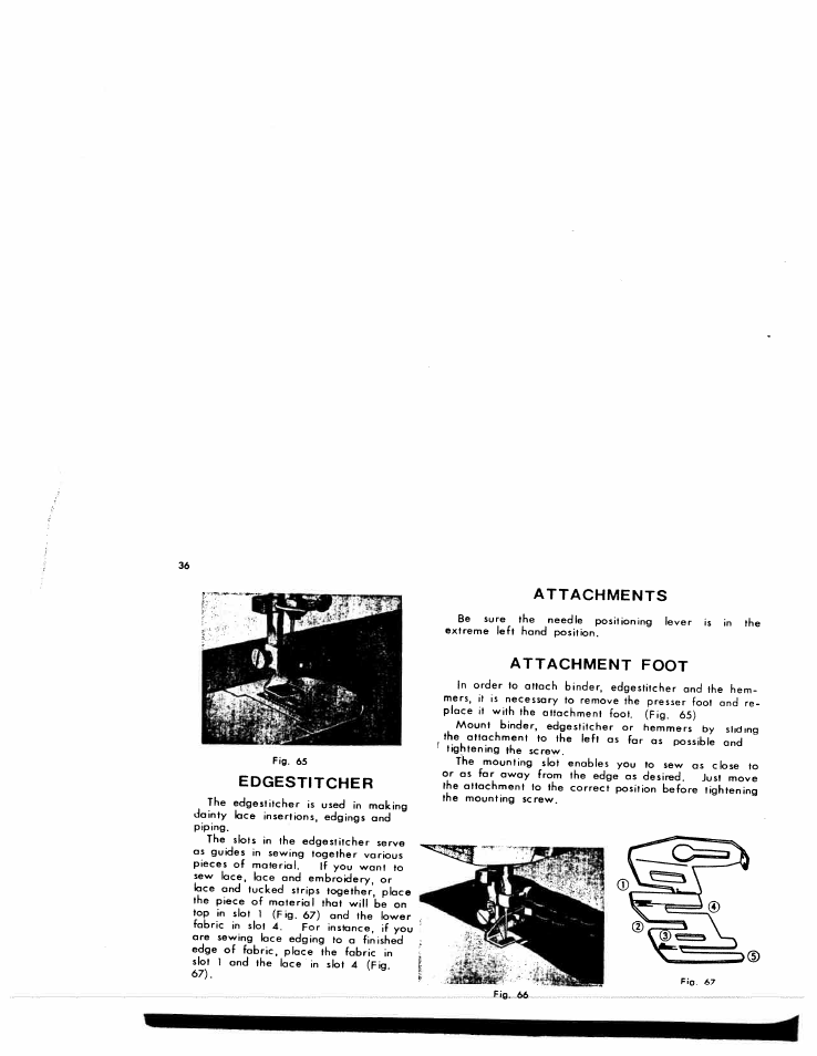 Attachments, Attachment foot, Edgestitcher | SINGER W1776 User Manual | Page 37 / 50