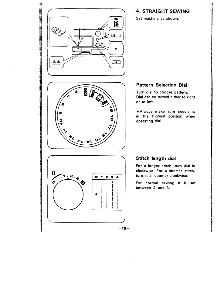 Pattern selection dial, Stitch length dial | SINGER W1777 User Manual | Page 20 / 50