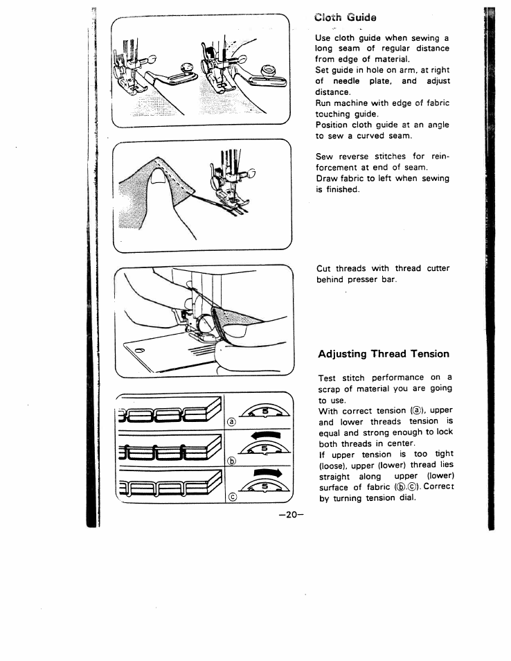 Adjusting thread tension, Dn=ic-jl, Fr..... is ................ft | B) ' © 