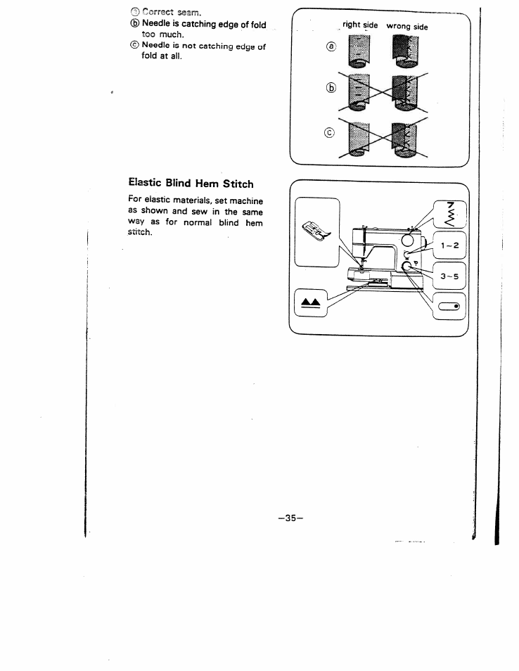 Elastic blind hem stitch, Too much | SINGER W1777 User Manual | Page 37 / 50