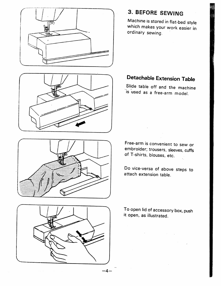 Before sewing, Detachable extension table | SINGER W1777 User Manual | Page 6 / 50