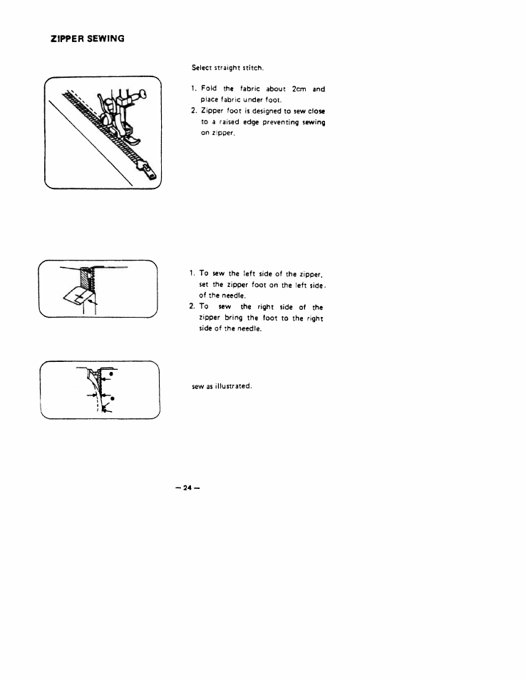 Zipper sewing | SINGER W1888 User Manual | Page 28 / 35