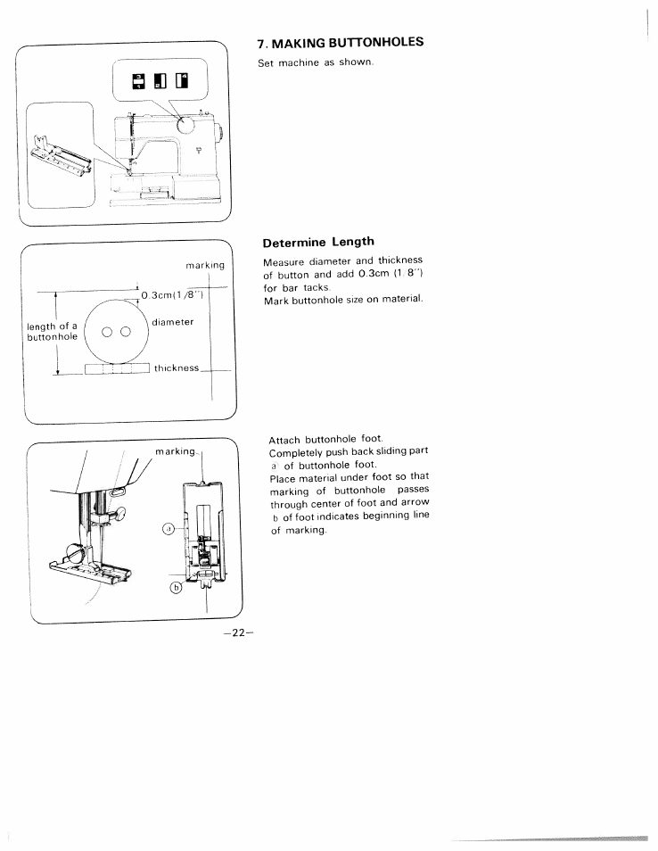 Making buttonholes, Determine length | SINGER W1805 User Manual | Page 27 / 48