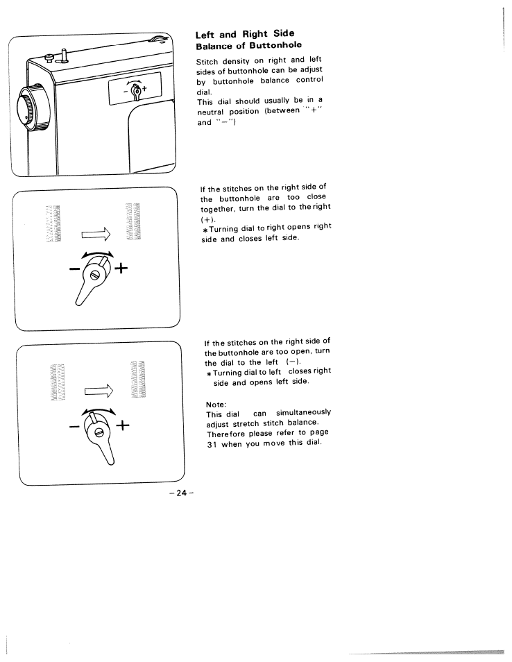 Left and right side balance of buttonhole | SINGER W1805 User Manual | Page 29 / 48