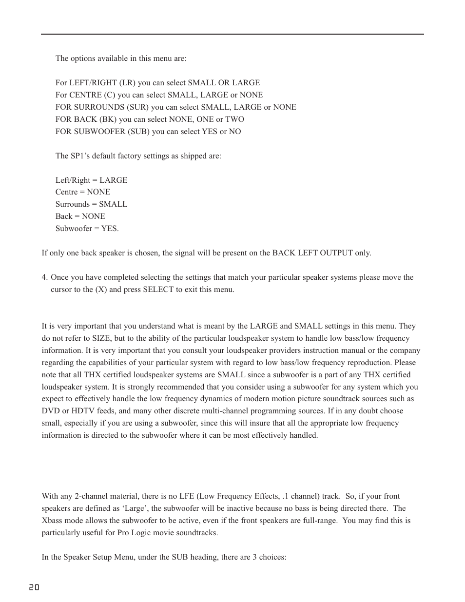 Explanation of ‘xtra bass’ mode | Bryston SP1.7 Series User Manual | Page 22 / 40