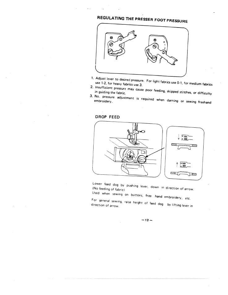 Drop feed | SINGER W1855 User Manual | Page 16 / 32