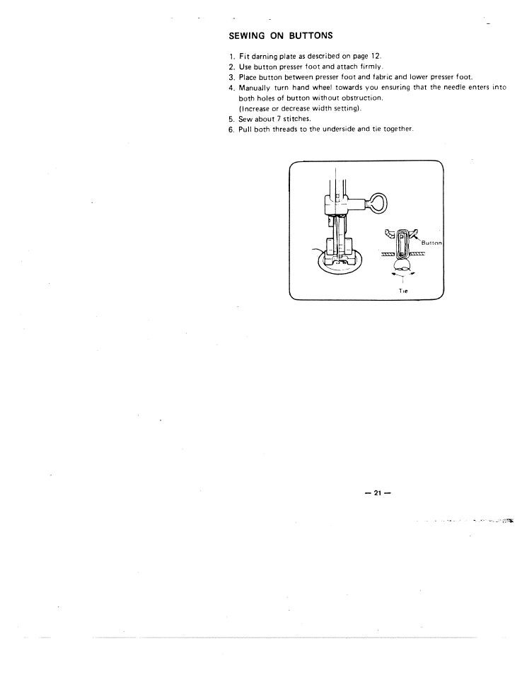 Sewing on buttons | SINGER W1855 User Manual | Page 25 / 32