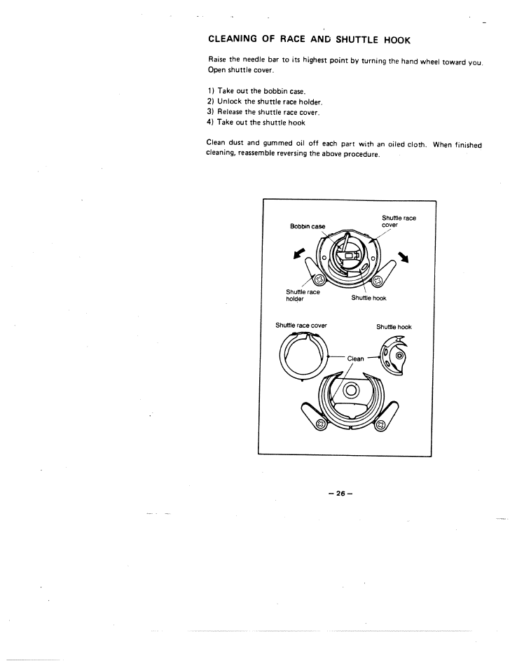 Cleaning of race and shuttle hook | SINGER W1855 User Manual | Page 30 / 32