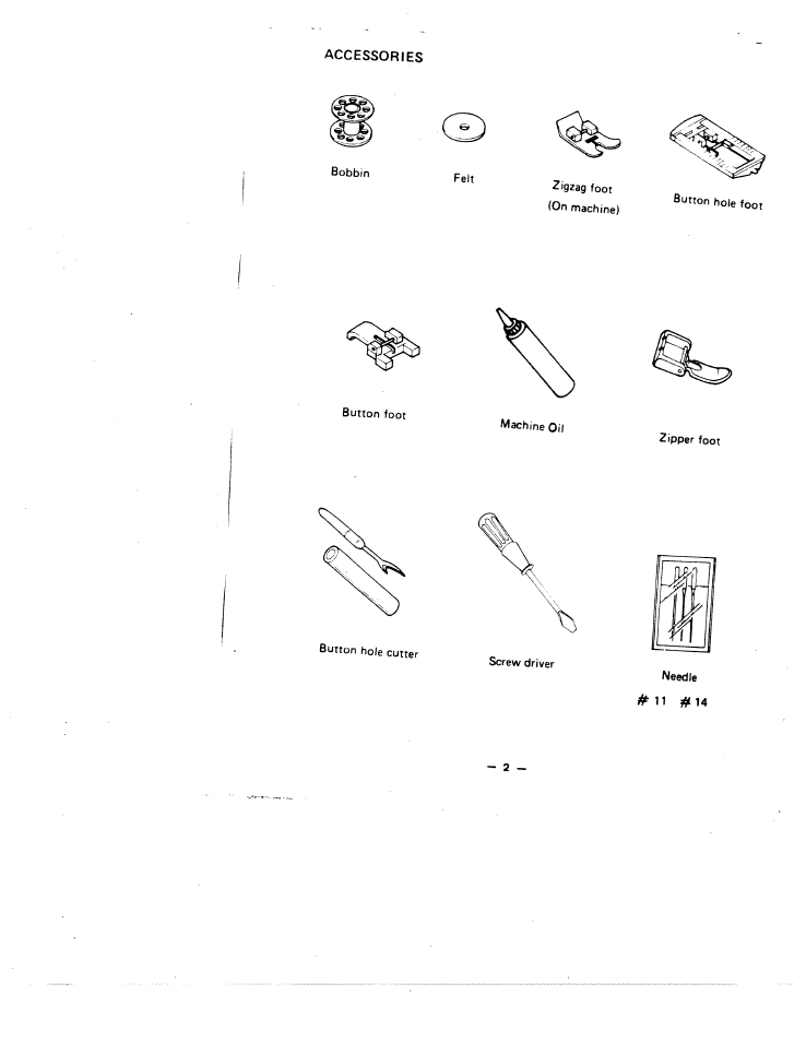 Accessories, Needle | SINGER W1855 User Manual | Page 6 / 32