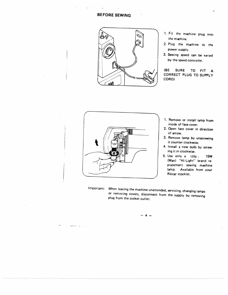 Before sewing | SINGER W1855 User Manual | Page 8 / 32