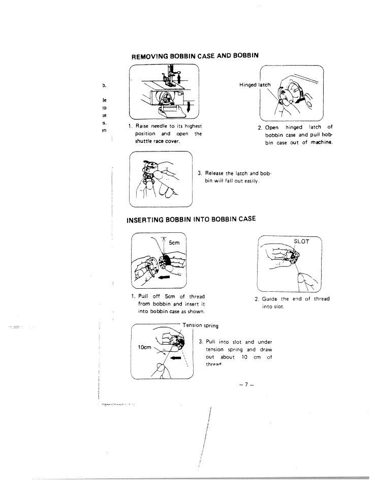 Removing bobbin case and bobbin, Inserting bobbin into bobbin case | SINGER W1866 User Manual | Page 11 / 34