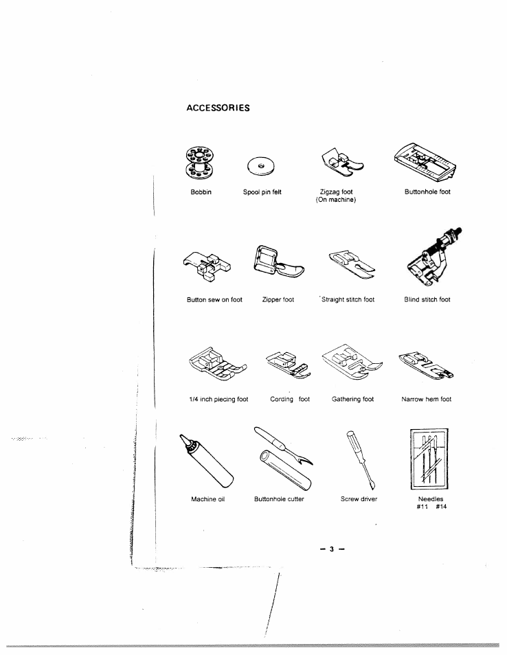 Accessories | SINGER W1866 User Manual | Page 7 / 34