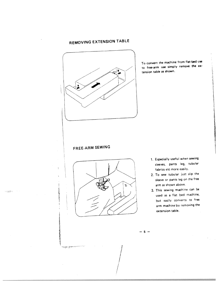 Removing extension table | SINGER W1866 User Manual | Page 9 / 34