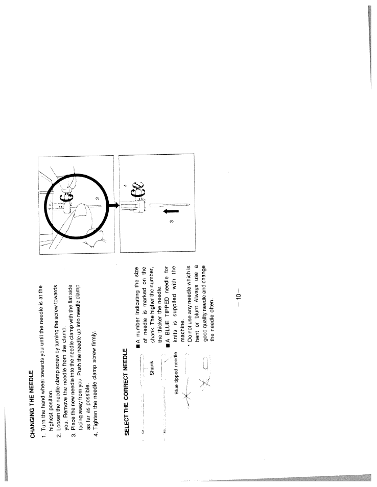 Changing the needle, Select the correct needle | SINGER W1911 Quilter's Friend User Manual | Page 12 / 37