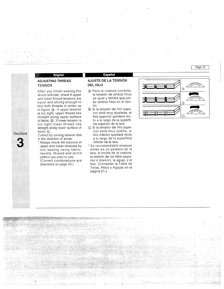 Adjusting thread, Españo, Ajuste de la tension | Del hilo, Ft—lì—fi | SINGER W1955 User Manual | Page 22 / 55