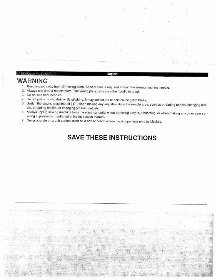 Warisling, Save these instructions | SINGER W1955 User Manual | Page 5 / 55