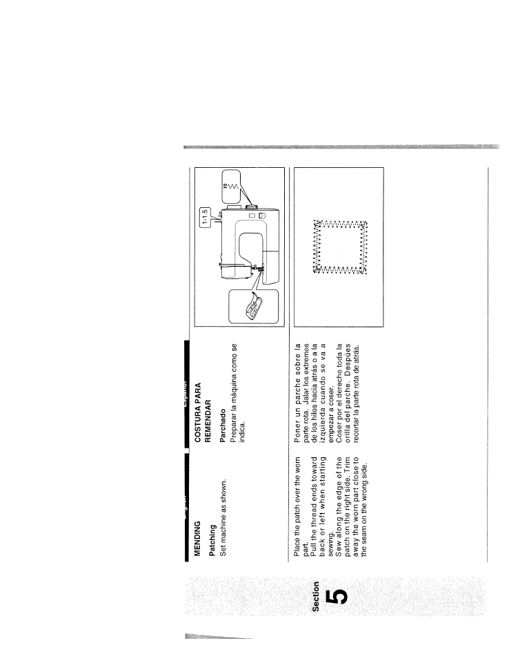 Costura para remendar, Parchado | SINGER W1977 User Manual | Page 47 / 62