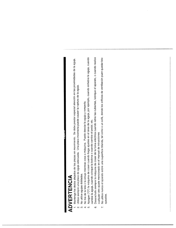 Advertencia | SINGER W1977 User Manual | Page 7 / 62