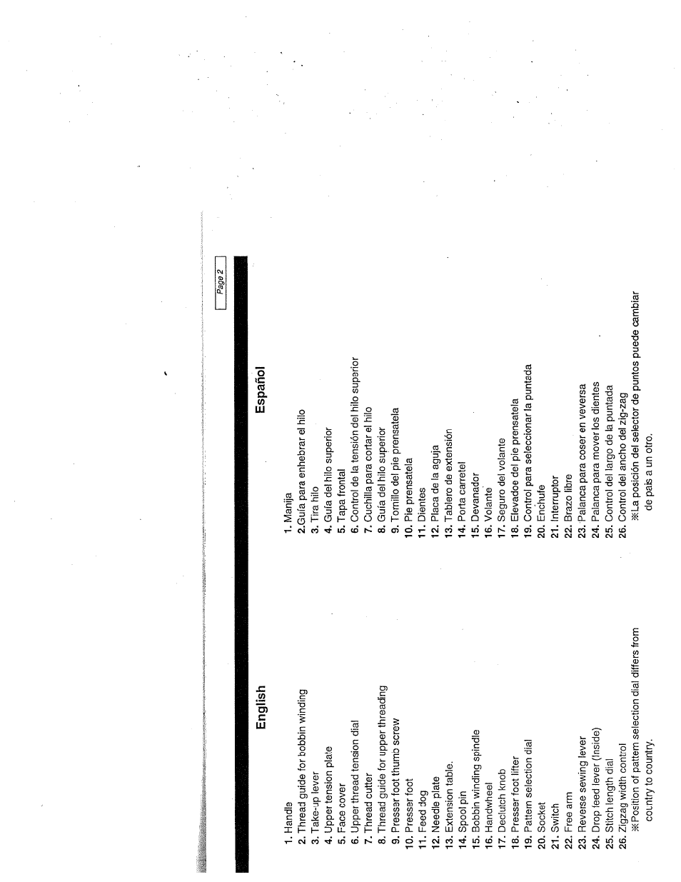 Español | SINGER W1999 User Manual | Page 10 / 67