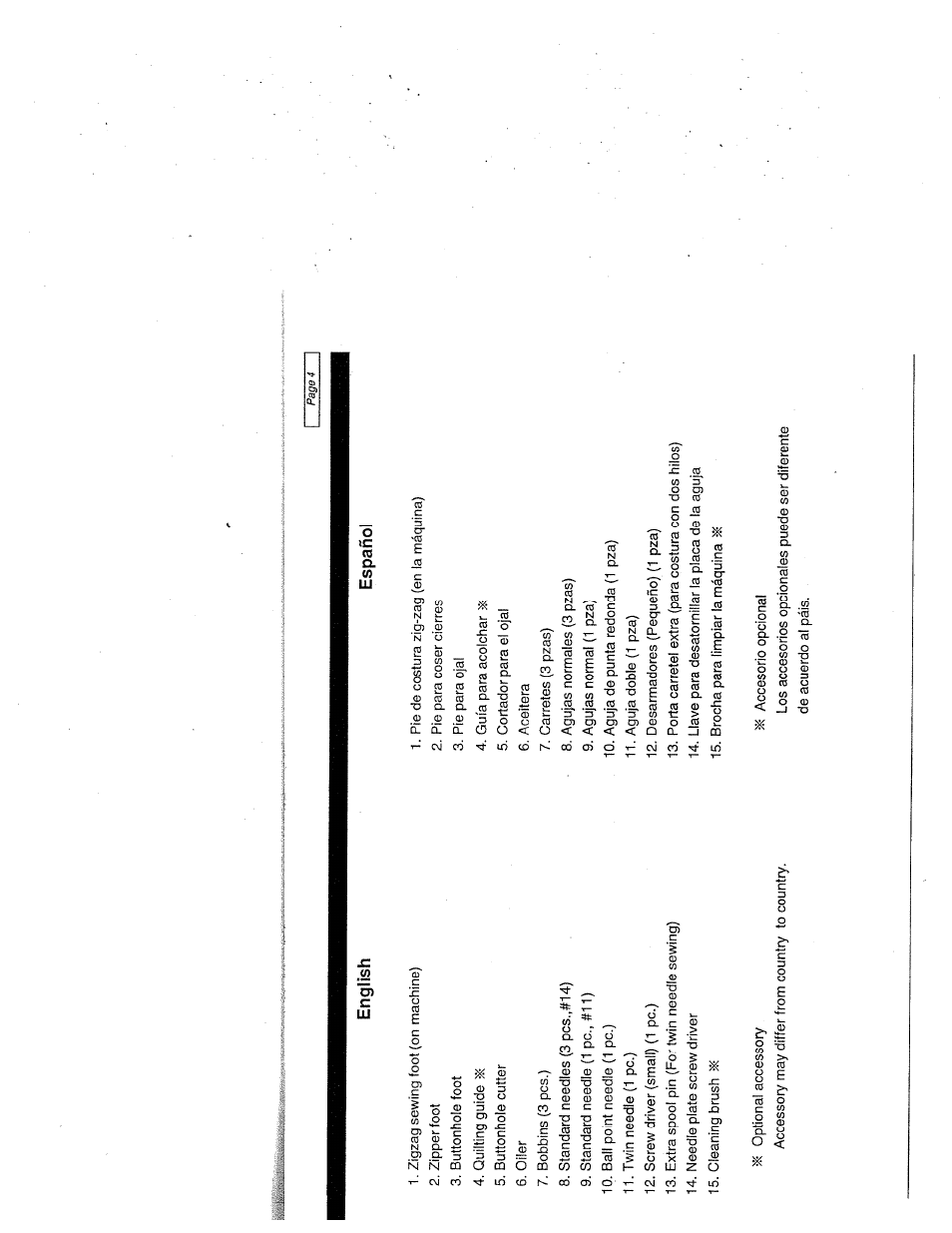 Español | SINGER W1999 User Manual | Page 12 / 67