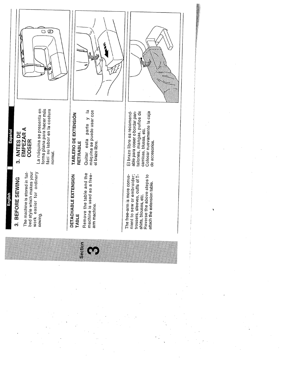 Before sewings, Antes de empezar a coser, Before sewing | SINGER W1999 User Manual | Page 13 / 67