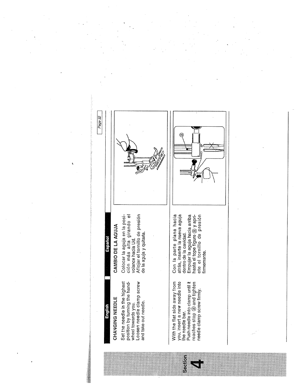 Changing needle, Cambio de la aguja | SINGER W1999 User Manual | Page 30 / 67