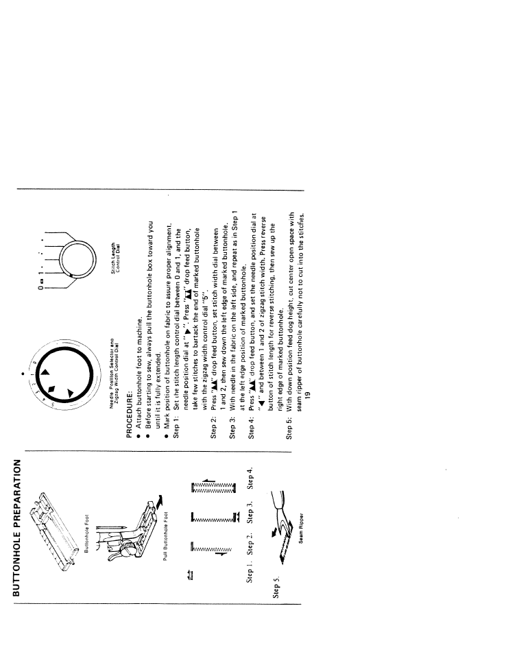 Buttonhole preparation | SINGER W211 User Manual | Page 21 / 30