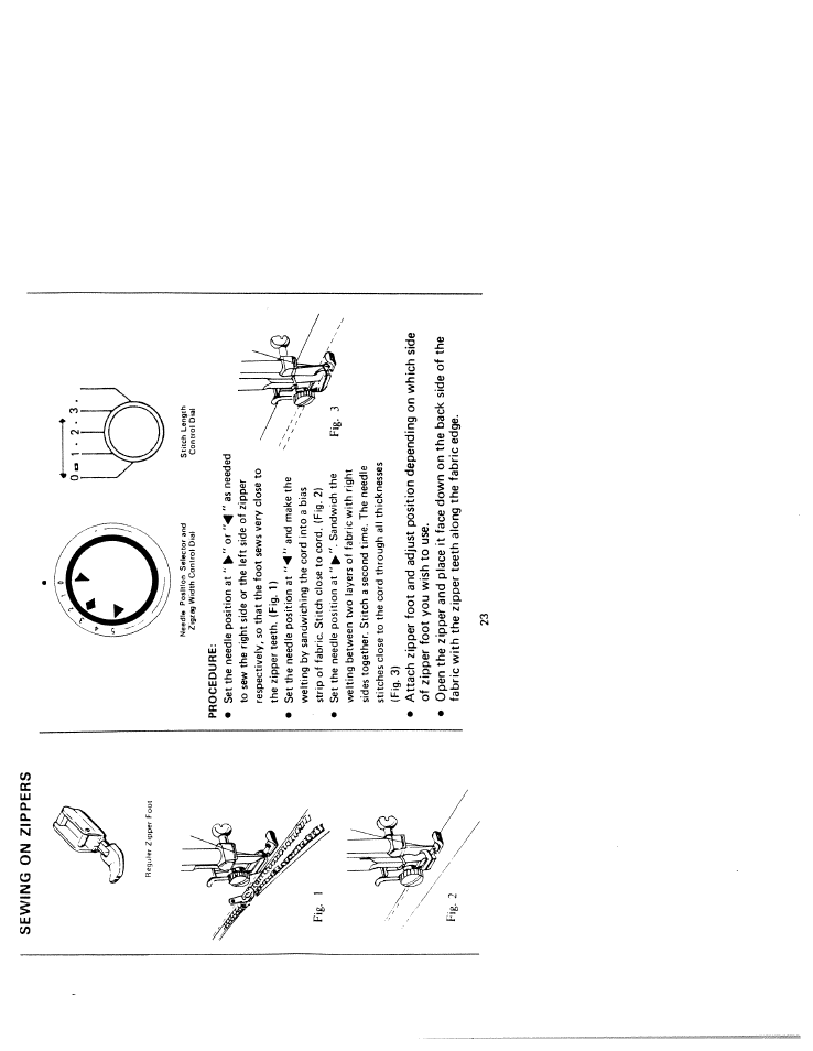 Sewing on zippers | SINGER W211 User Manual | Page 25 / 30