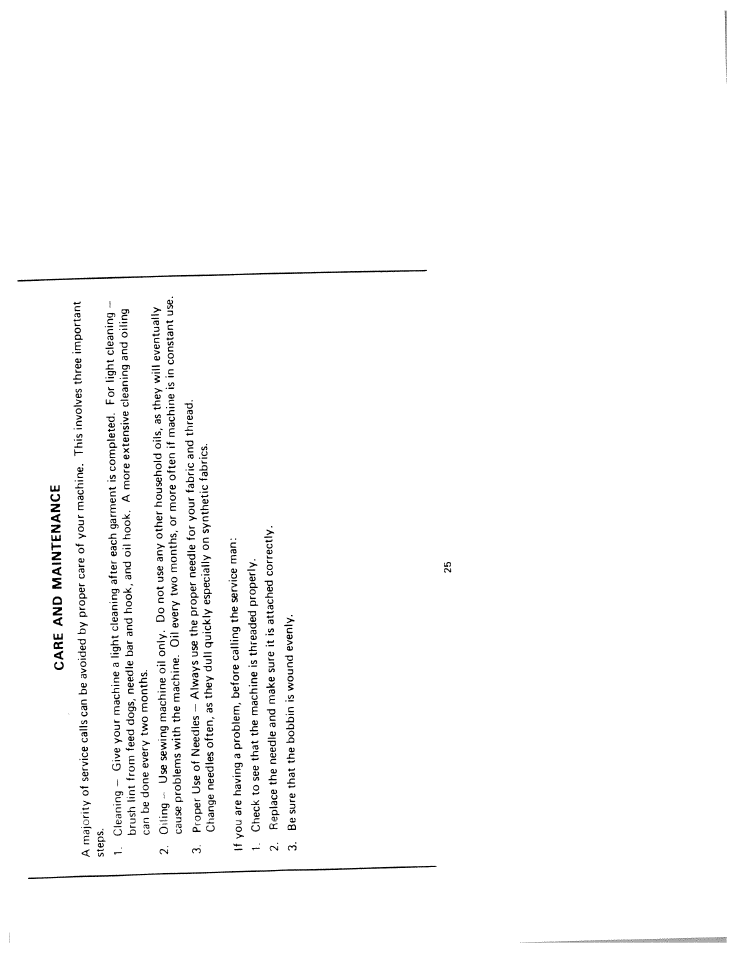 Care and maintenance | SINGER W211 User Manual | Page 27 / 30