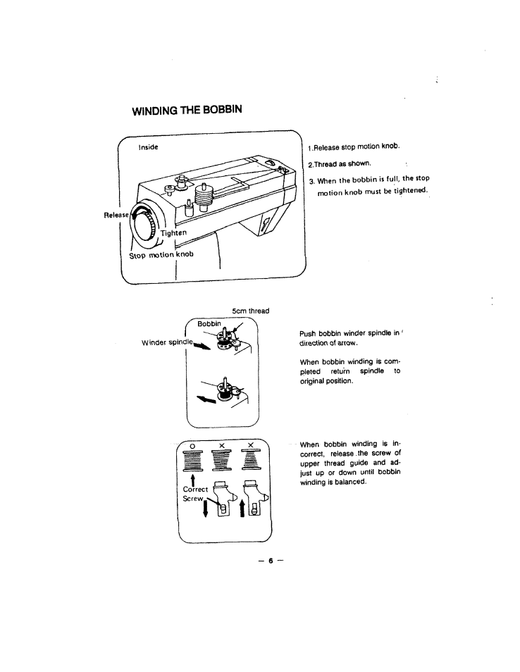Winding the bobbin | SINGER W213 User Manual | Page 10 / 30