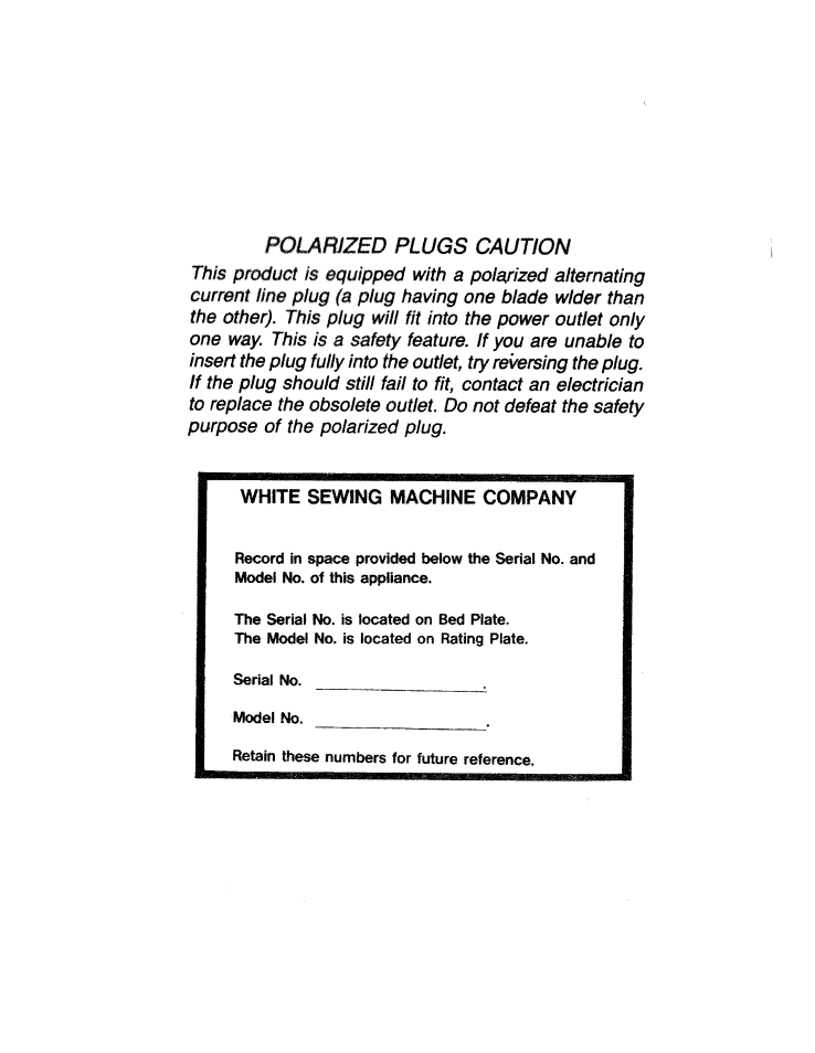 Polamzed, This product is equipped, Current line plug (a plug | Other). this plug, This is a safety | SINGER W213 User Manual | Page 2 / 30