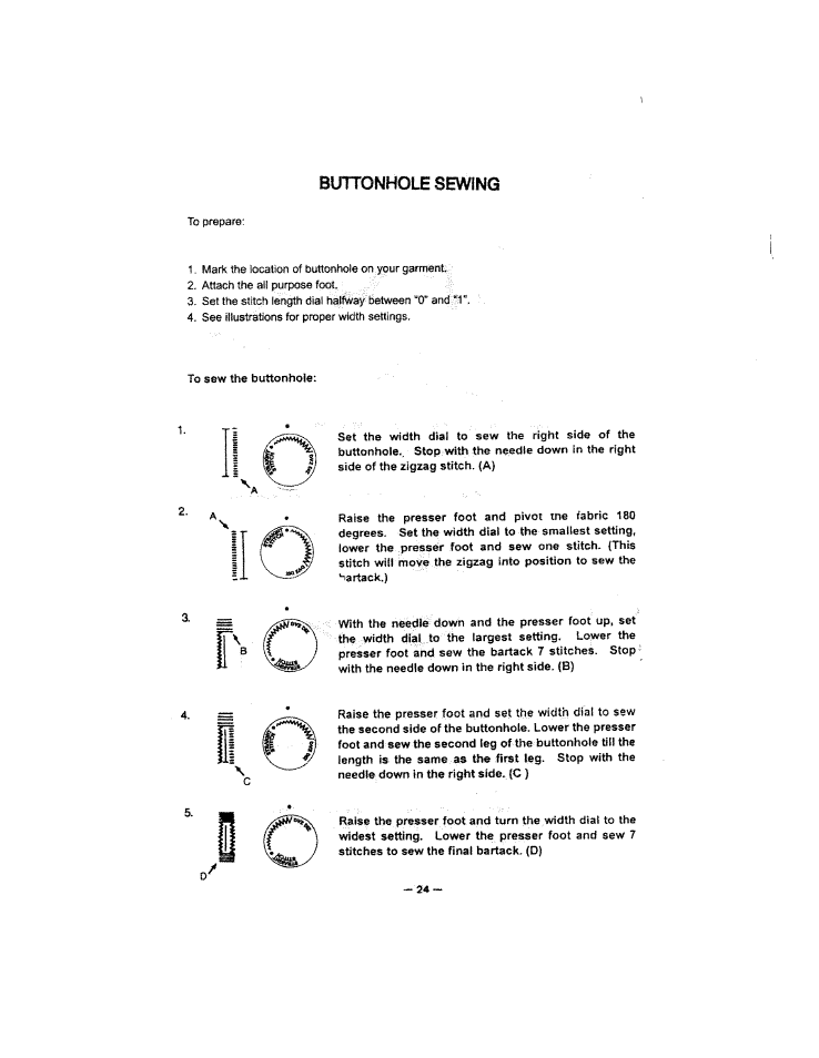 Buttonhole sewing | SINGER W213 User Manual | Page 28 / 30