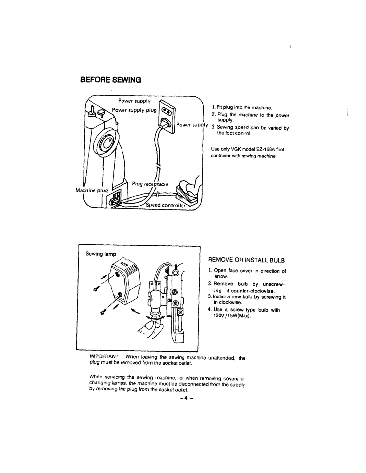 Before sewing | SINGER W213 User Manual | Page 8 / 30