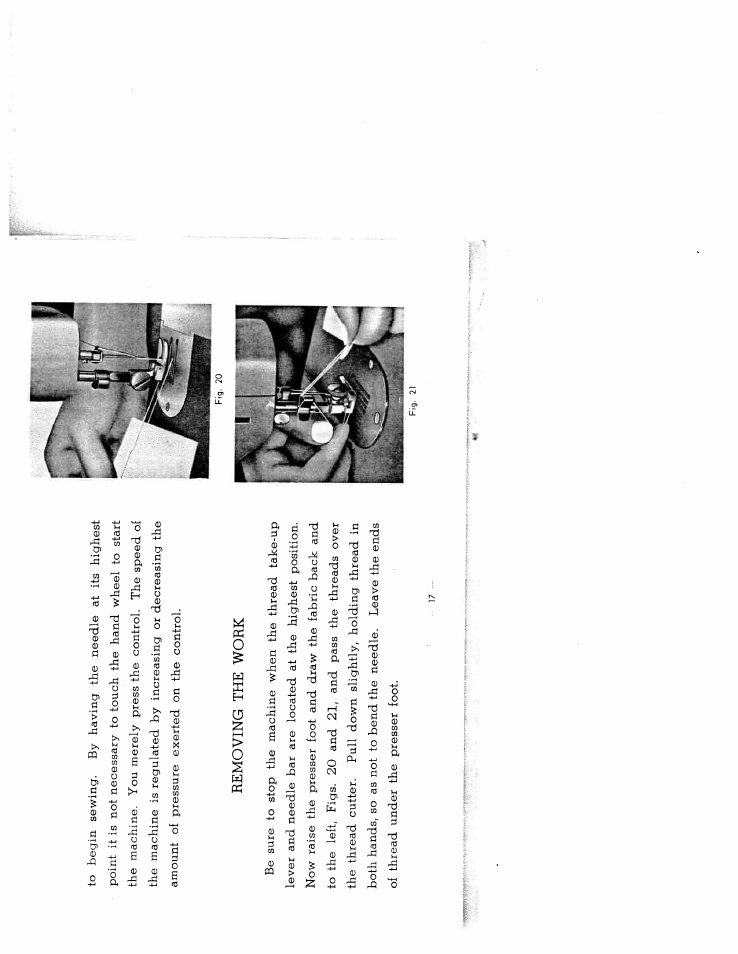 Removing the work | SINGER W2134 User Manual | Page 13 / 31